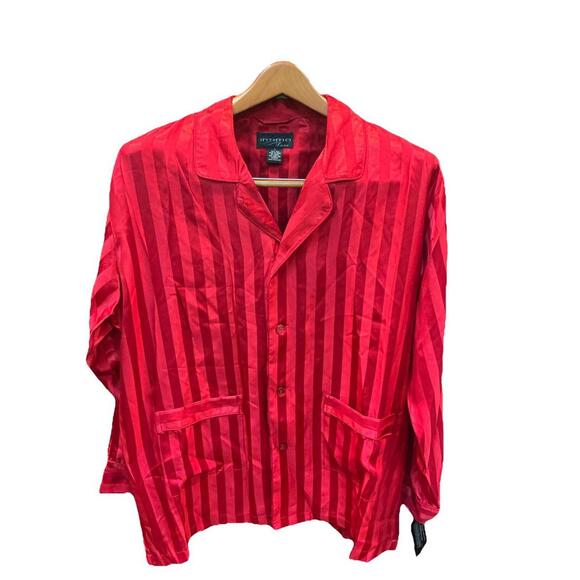 NOS Intimo Silk Pajama Set Playboy Hugh Hefner Style Stripe Jacquard Red - Picture 1 of 11